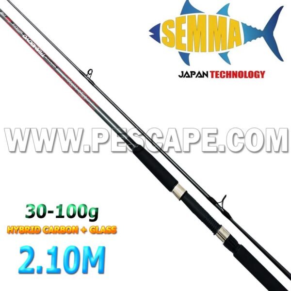 Caña de Pescar 2.10m Semma Tramboyo Surf Rod Hibrido Carbon + Glass 30-100g