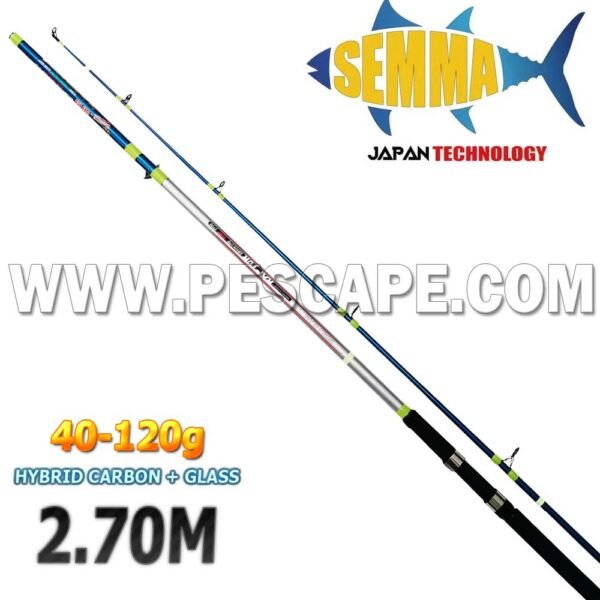 Caña de Pescar 2.70m Semma Raptor Surf Rod Hibrido Carbon + Glass 40-120g Absolute