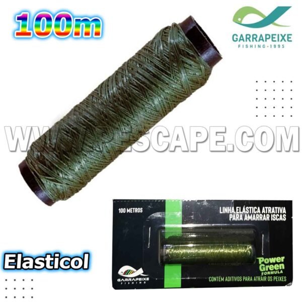 Hilo Elasticol para Carnada GARRAPEIXE 100m elasticord Verde Oscuro