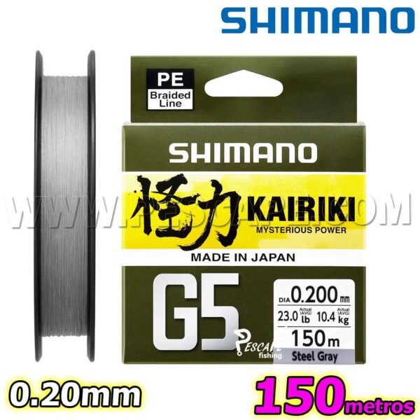 MULTIFILAMENTO SHIMANO KAIRIKI G5 0.20MM JAPONES 150m gris IND. PACK
