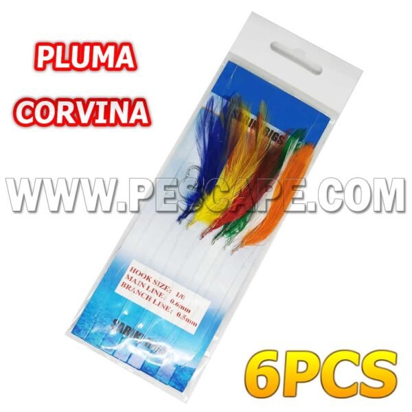 SET PLUMA PARA CORVINA ANZUELOS ARMADOS (6PCS)