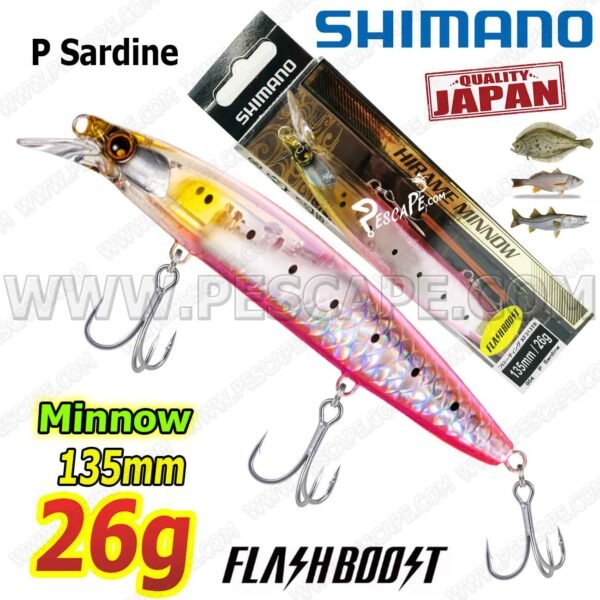 Señuelo Shimano Nessa Hirame Minnow 135F Flash Boost Sardine | IND. PACK