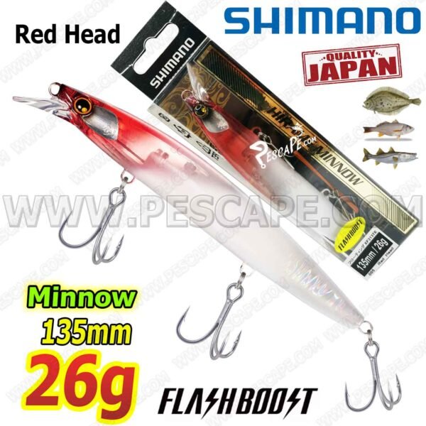 Señuelo Shimano Nessa Hirame Minnow 135mm Flash 26g Boost Red Head | IND. PACK