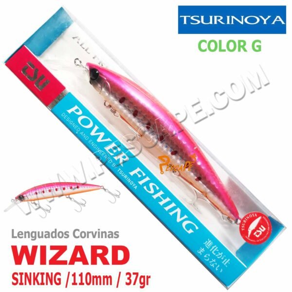 Señuelo TSURINOYA® WIZARD DW125-N 110S Sinking Minnow 37g 110MM Color G