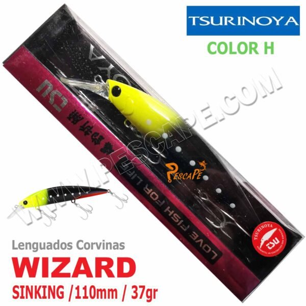 Señuelo TSURINOYA® WIZARD DW125-N 110S Sinking Minnow 37g 110MM Color H