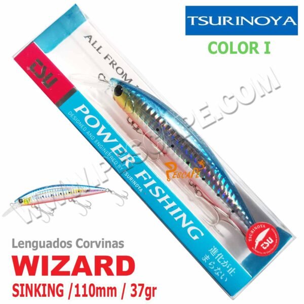 Señuelo TSURINOYA® WIZARD DW125-N 110S Sinking Minnow 37g 110MM Color I