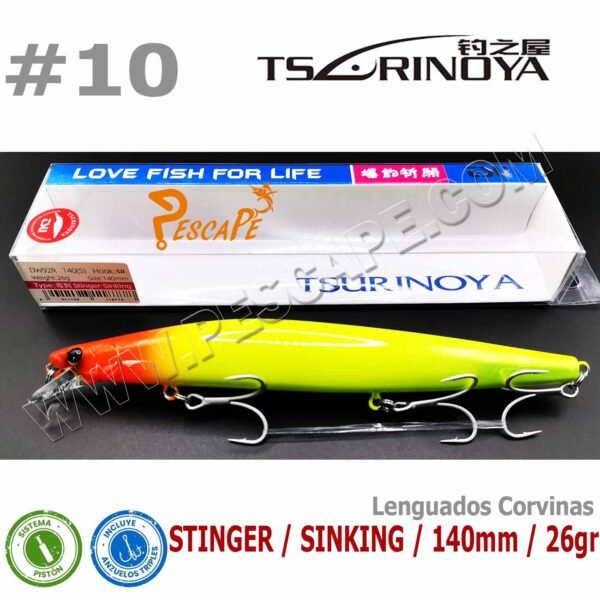 Señuelo Tsurinoya Stinger 140S SW92Q Sinking 14cm 26gr Corvina Lenguado Color10