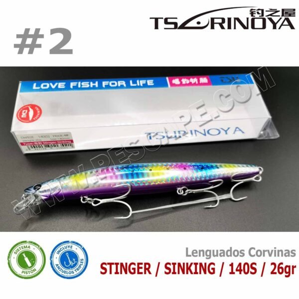 Señuelo Tsurinoya Stinger 140S SW92Q Sinking 14cm 26gr Corvina Lenguado Color2