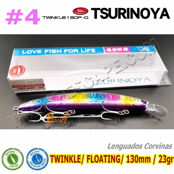 Señuelo Tsurinoya Twinkle 130F Spinning Floating 23g DW111B 130mm Corvinas Lenguados Color4