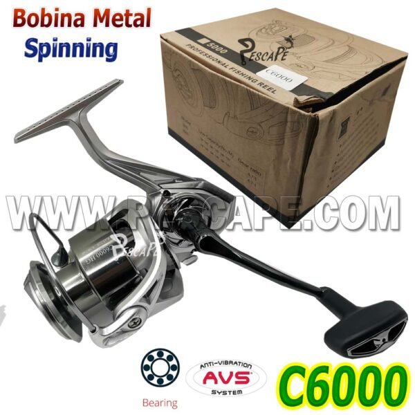 Carrete de pesca C6000 Spinning 4.7:1 Metal Profesional