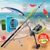 Combo caña de pescar shimano FX 2.70m Vidrio  Carrete C6000 Metal + Accesorios