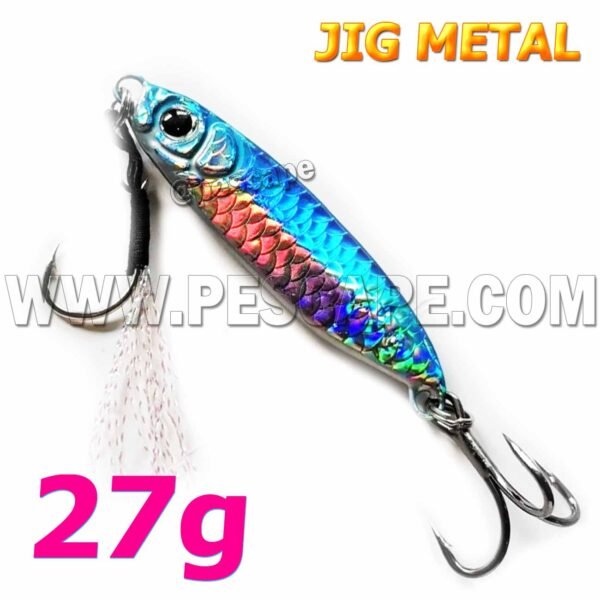 Jig Señuelo de Pesca Metal para espejos cachemas ríos Lagos Laguna 27g Azul