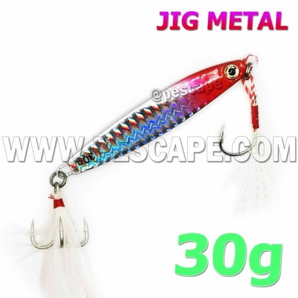 Jig Señuelo de Pesca Metal para ríos Lagos Laguna 30g Cabeza Roja