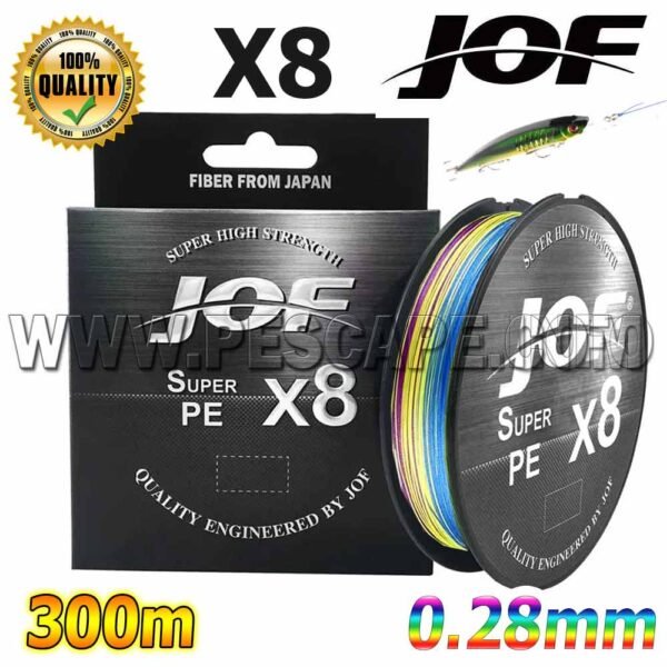 Multifilamento JOF X8 SUPER PE 300m Alta calidad 0.28MM Multicolor