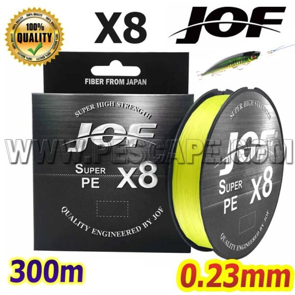 Multifilamento JOF X8 SUPER PE 300m Alta calidad 0.23MM Amarillo