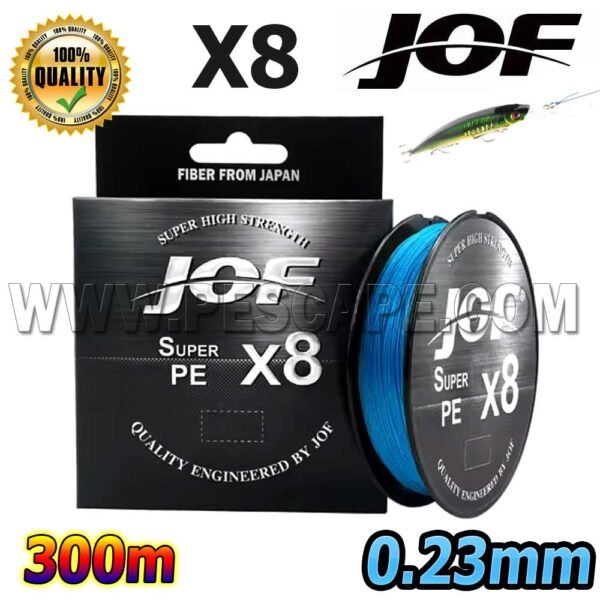 Multifilamento JOF X8 SUPER PE 300m Alta calidad 0.23MM Blue