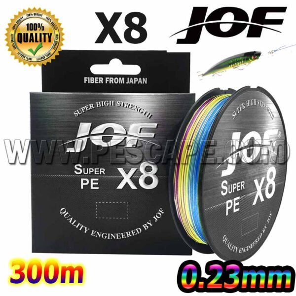 Multifilamento JOF X8 SUPER PE 300m Alta calidad 0.23MM Multicolor