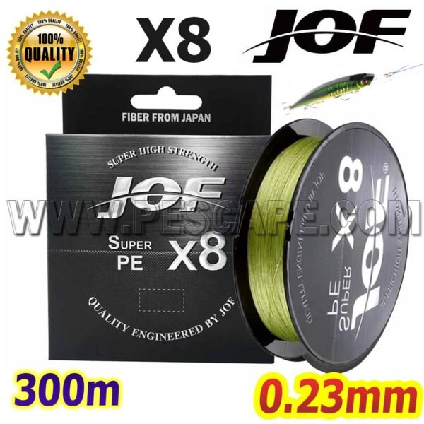 Multifilamento JOF X8 SUPER PE 300m Alta calidad 0.23MM Verde Militar