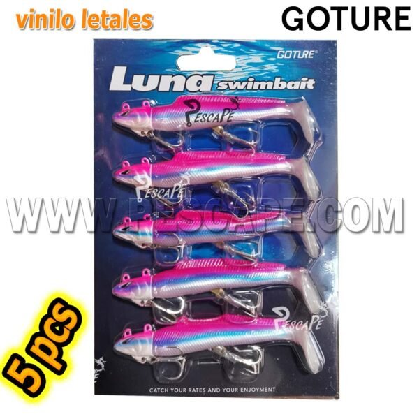 SET DE Vinilos Goture Luna 11.5cm 28g Jig Head Señuelos ROSADO (5pcs)