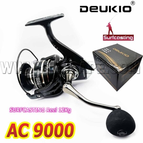 Carrete de Pescar Deukio AC9000 Sufcasting 12kg Metal Black