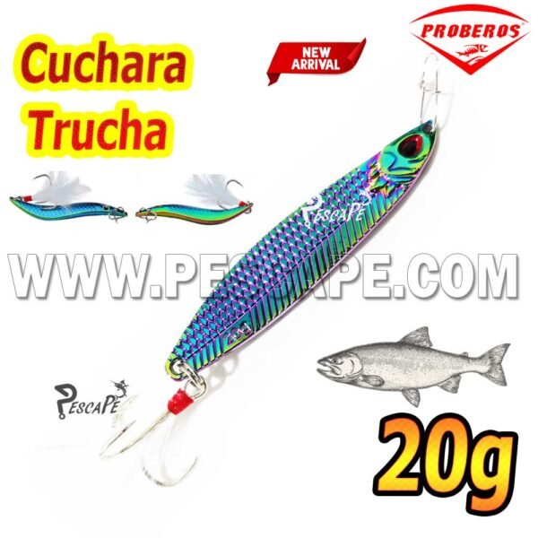 Jig Señuelo Spinner cuchara S giratorio de Metal cebo Artificial con vibración 20gr Tornasolado