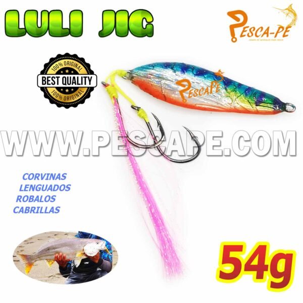 Jig Slow LULI PescaPe® fishing Letal Corvina Lenguado Metal – 54g Diseño2