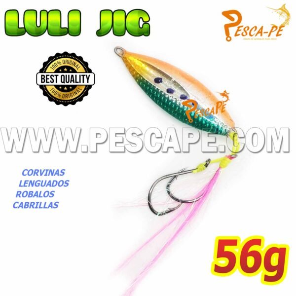Jig Slow LULI PescaPe® fishing Letal Corvina Lenguado Metal – 56g Diseño1