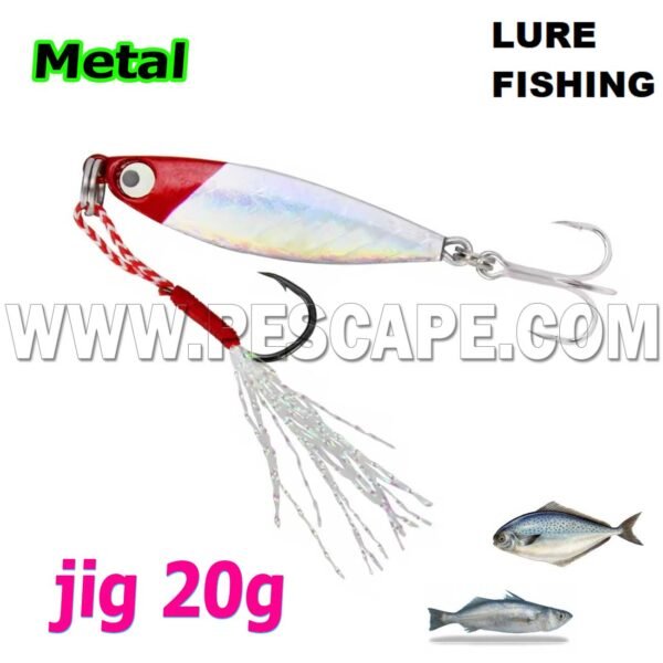 Jig de Pesca Metal Señuelo para ríos Lagos Laguna 20g CABEZA ROJA