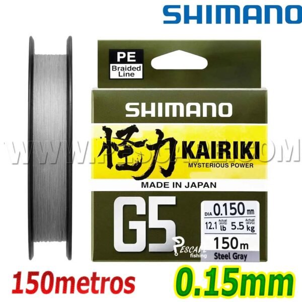 MULTIFILAMENTO SHIMANO KAIRIKI G5 0.15MM MADE IN JAPON 150metros GRIS | IND. PACK