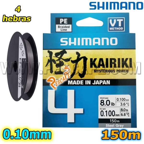 MULTIFILAMENTO SHIMANO KAIRIKI X4 0.10MM 150m Steel Gray Trucha