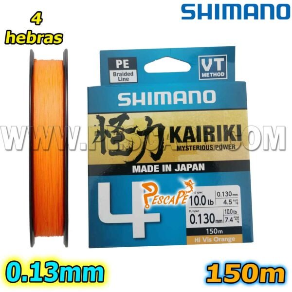 MULTIFILAMENTO SHIMANO KAIRIKI X4 0.13MM 150m Orange Trucha