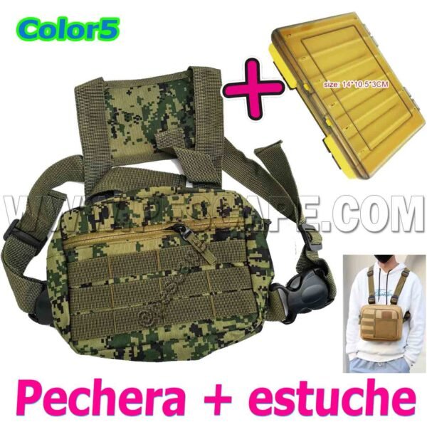 Pechera de pesca Lona Táctica 3 divisiones + Estuche Color5