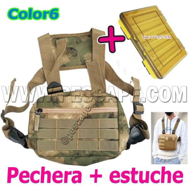 Pechera de pesca Lona Táctica 3 divisiones + Estuche Color6