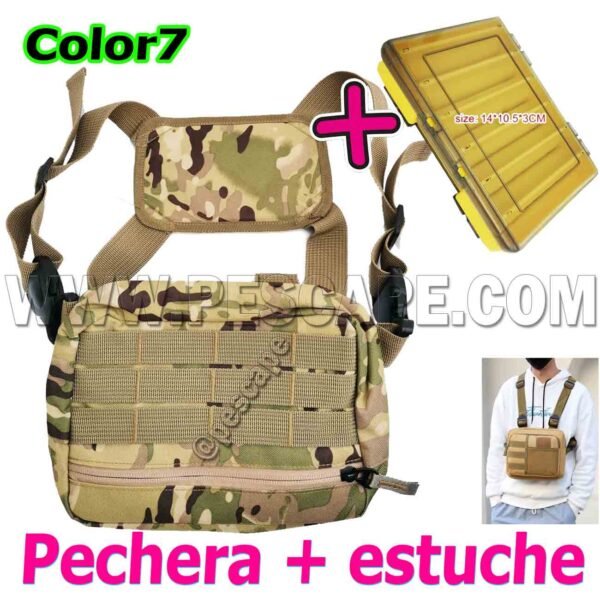 Pechera de pesca Lona Táctica 3 divisiones + Estuche Color7