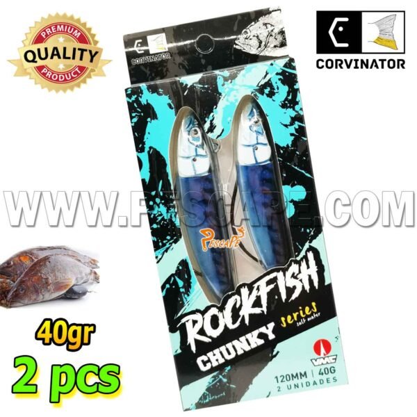 SET DE VINILOS CORVINATOR ROCK FISH CHUNKY 40G VMC (2 PCS) LUCKY BLUE