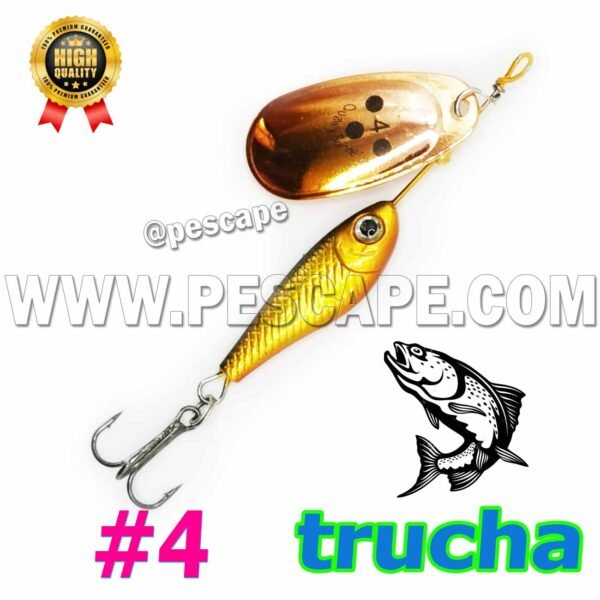 Señuelo Cucharilla Spinner para Trucha 23gr cebos duros cuchara Metal 110cm #4 Gold