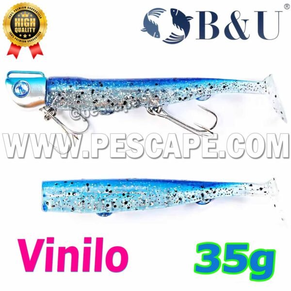Vinilo para pescar Corvina lenguado B&U SaltWater Fishing 35g Minnow Blue