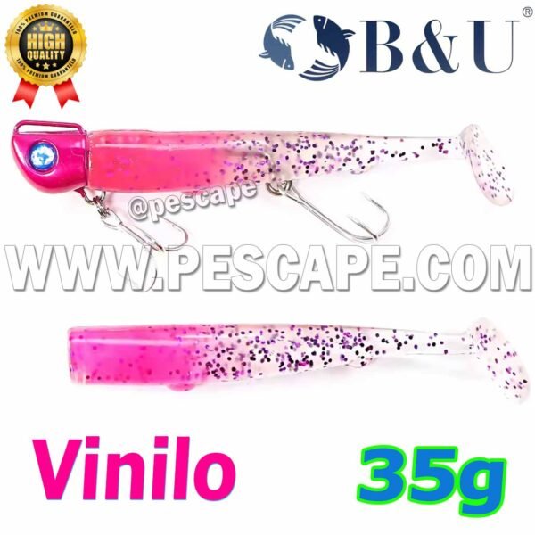 Vinilo para pescar Corvina lenguado B&U SaltWater Fishing 35g Minnow Pink caramelo