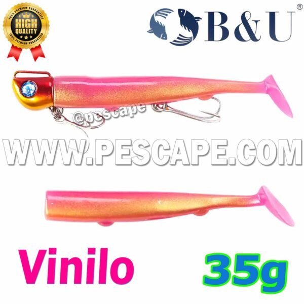 Vinilo para pescar Corvina lenguado B&U SaltWater Fishing 35g Minnow Gold Pink