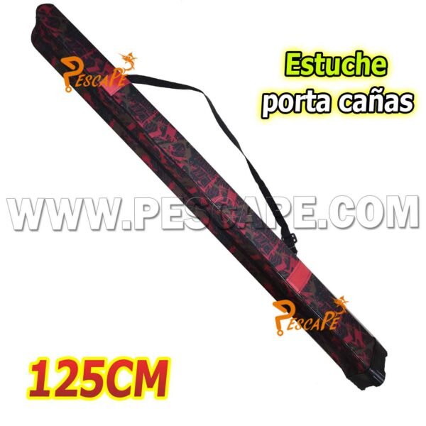 Estuche Porta Caña 125cm Tela Lona Rojo Camuflado