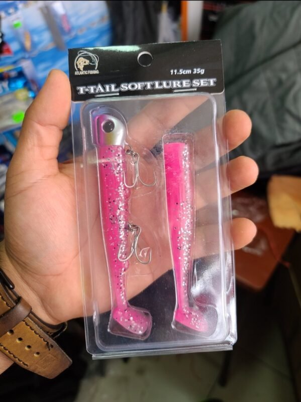 Vinilo de pescar T-tail Soft lure 35g Atlantic Fishing Rosado
