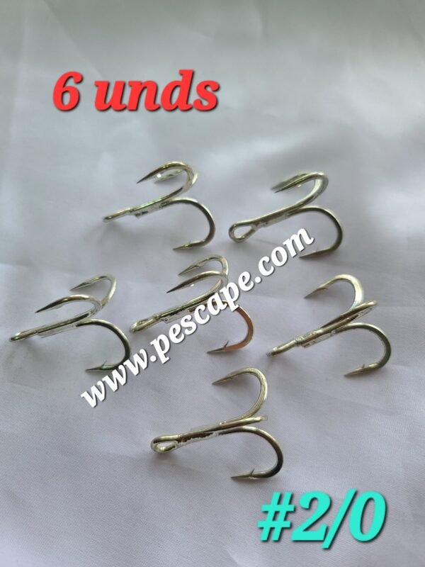 Anzuelos triples para robadera grandes lisas #2/0 39mm (6pcs)