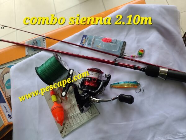 MegaCombo Caña shimano Sienna 2.10m carrete 2500 multifilamento cuchara Toby mariposa - Imagen 2