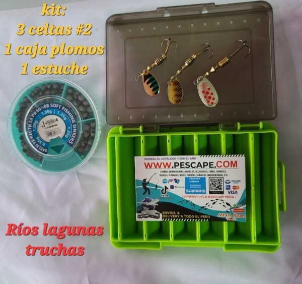 Kit de mariposas celta #2 + plomo para truchas ríos lagunas (elegir colores) ComboMix2