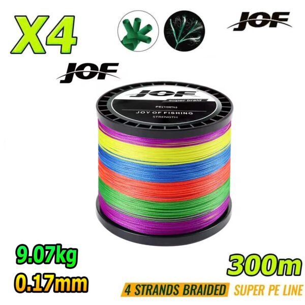 Multifilamento JOF POWER 0.17mm STRONG X4 Fishing 9.07kg MultiColor 300m