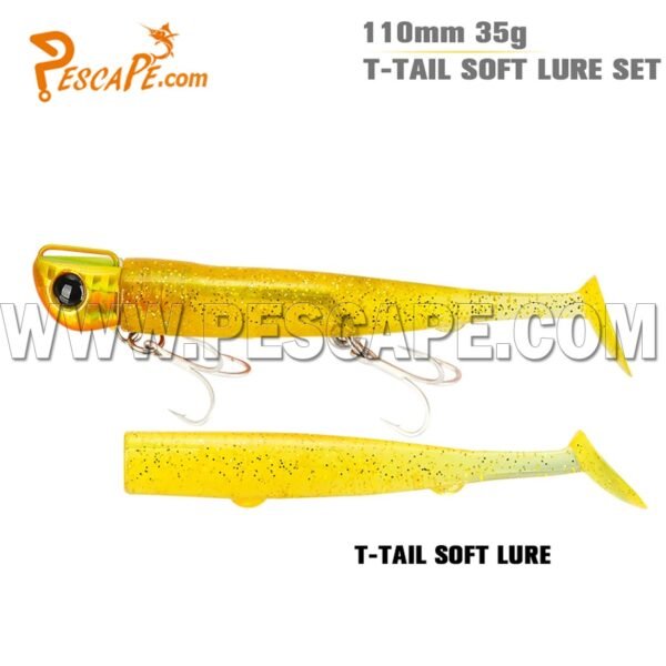 Vinilo de pescar  T-tail Soft lure 35g Atlantic Fishing Amarillo