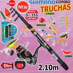 MegaCombo Shimano® Telescópico Eclipse Lumo 2.10m Carrete Deukio 4000 + Accesorios