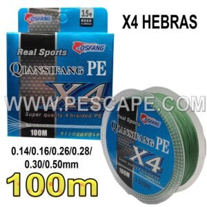 Multifilamento Real Sport Super Quality 100m X4 Hebras Verde Militar (Elegir grosor)