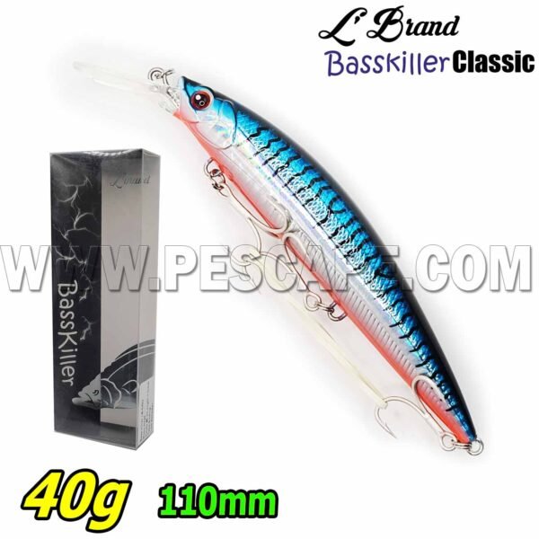 Señuelo Bass Killer LB-0431 Sinking Duro LBrand Saltwater 110m 40g Caballa Clasic
