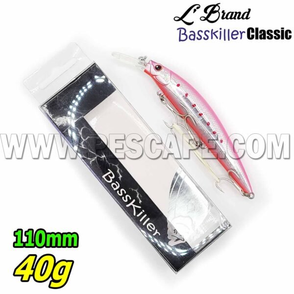 Señuelo Bass Killer LB-0438 Sinking Duro LBrand Saltwater 110m 40g Pink Sardine